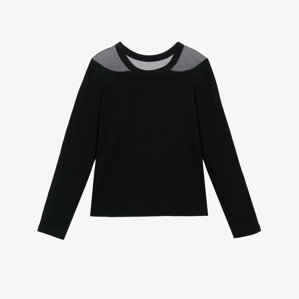 DKNY-Girls Black Cotton Long-Sleeved Top | Childrensalon Outlet
