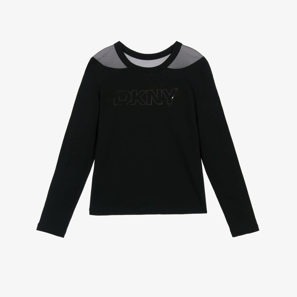 DKNY-Girls Black Cotton Long-Sleeved Top | Childrensalon Outlet