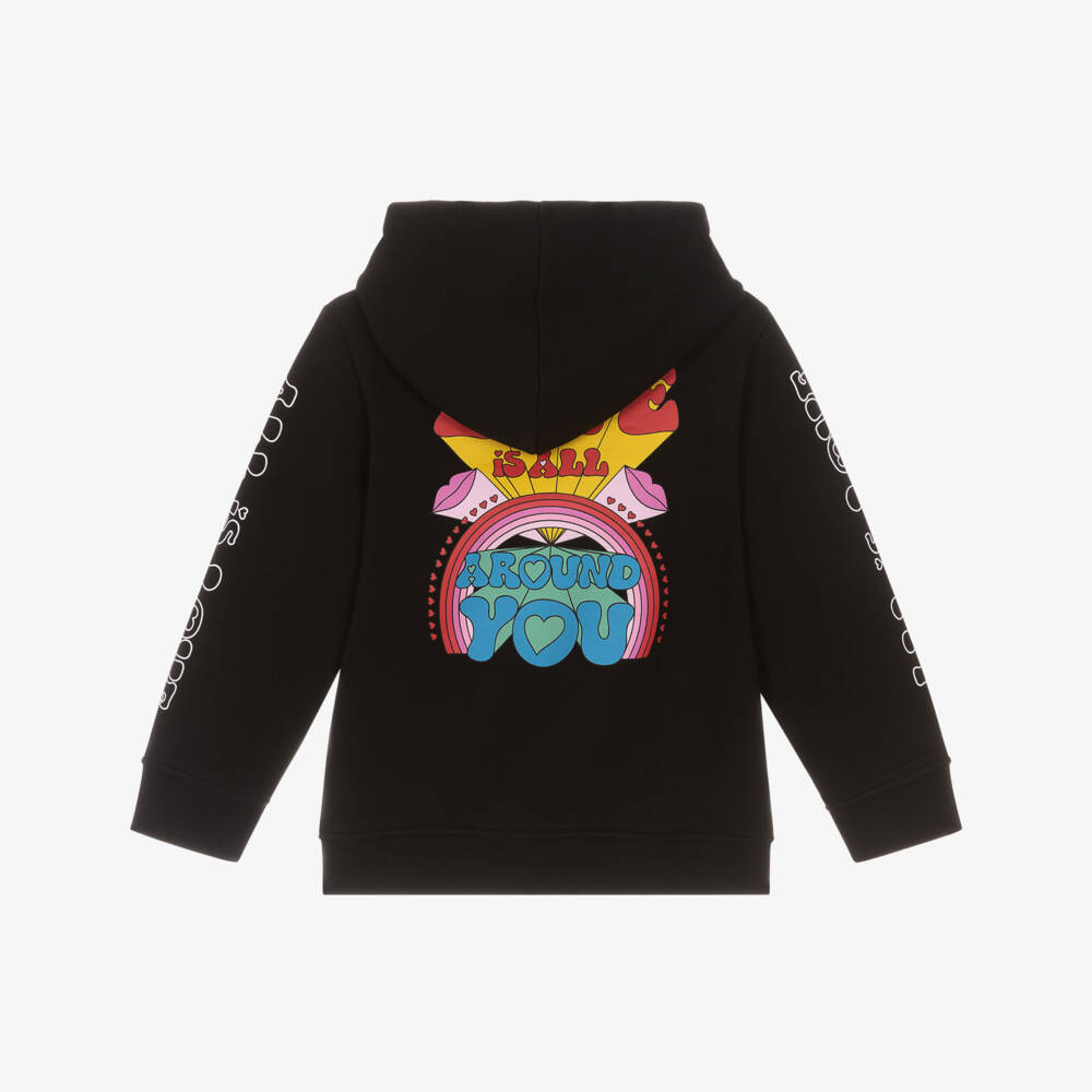 Stella McCartney Kids-Girls Black Cotton Love-Themed Hoodie | Childrensalon Outlet