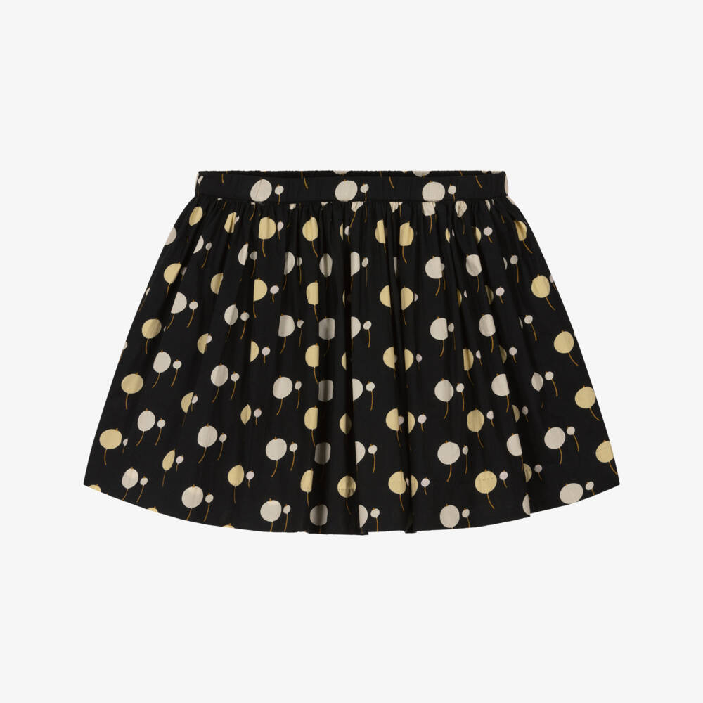 Bonpoint-Girls Black Cotton Poplin Skirt with Cherry Print | Childrensalon Outlet