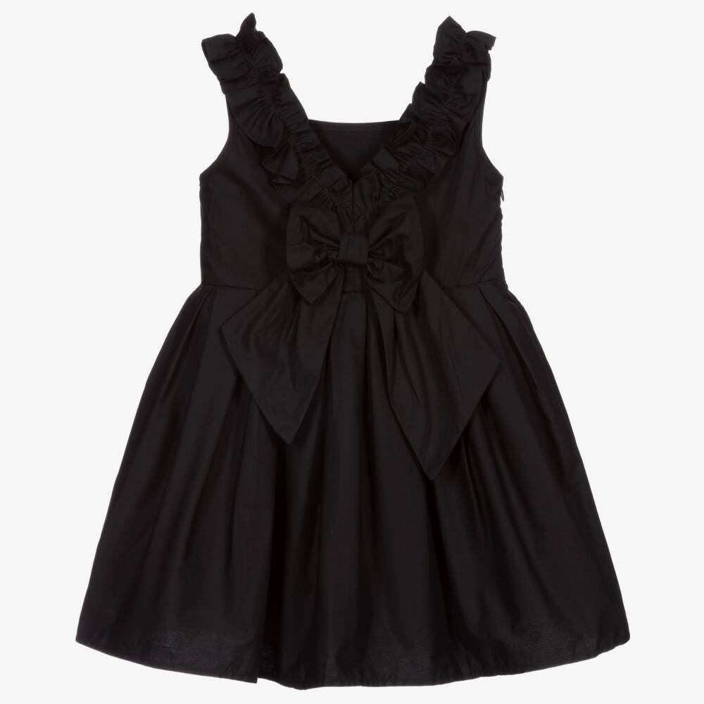 The Tiny Universe-Girls Black Cotton Poplin Sleeveless Dress | Childrensalon Outlet
