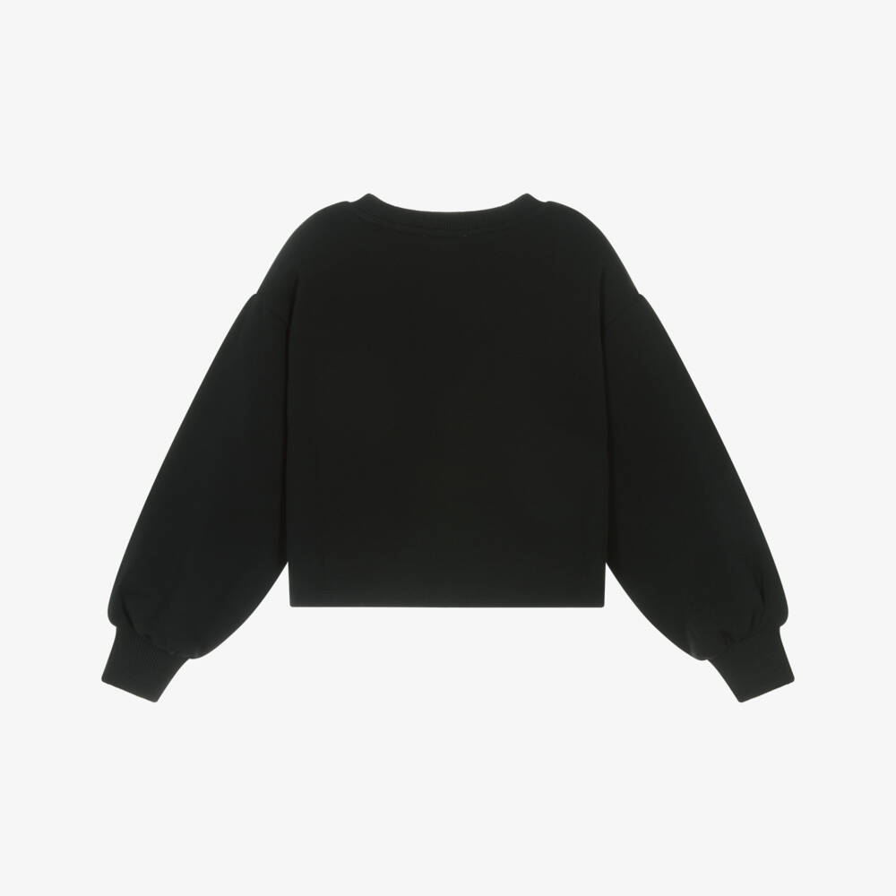 Moschino-Girls Black Cotton Teddy Bear Heart Sweatshirt | Childrensalon Outlet