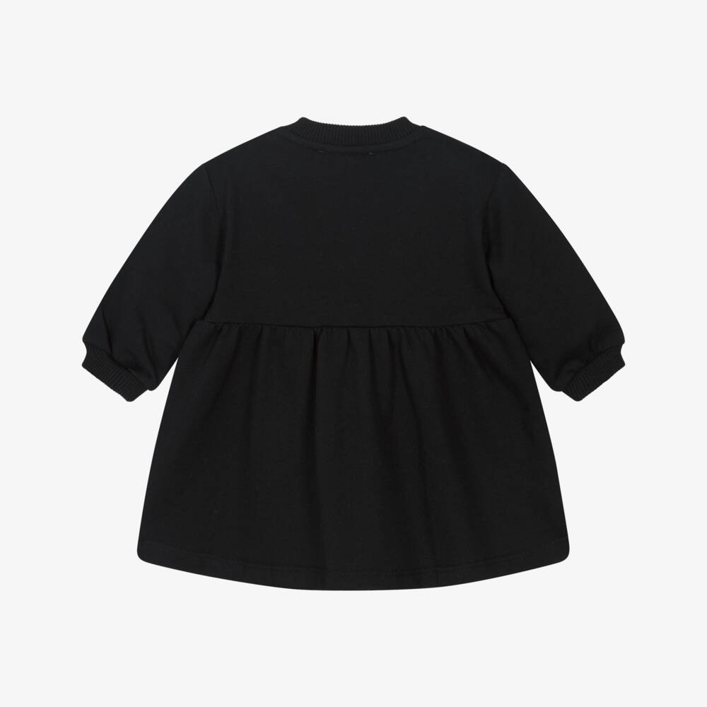 Moschino-Girls Black Cotton Teddy Bear Pocket Dress | Childrensalon Outlet