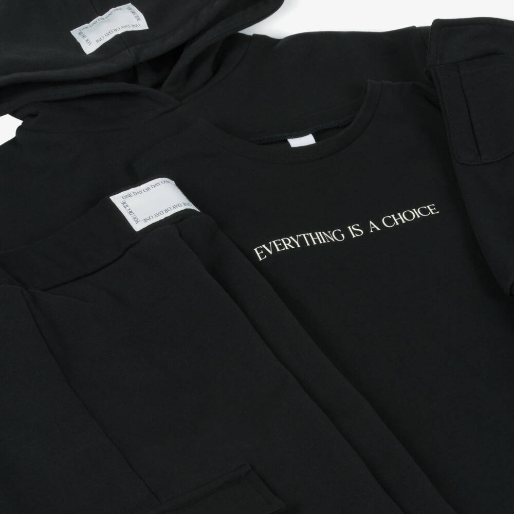 iDO Junior-Girls Black Cotton Tracksuit Set with Cargo Pockets | Childrensalon Outlet