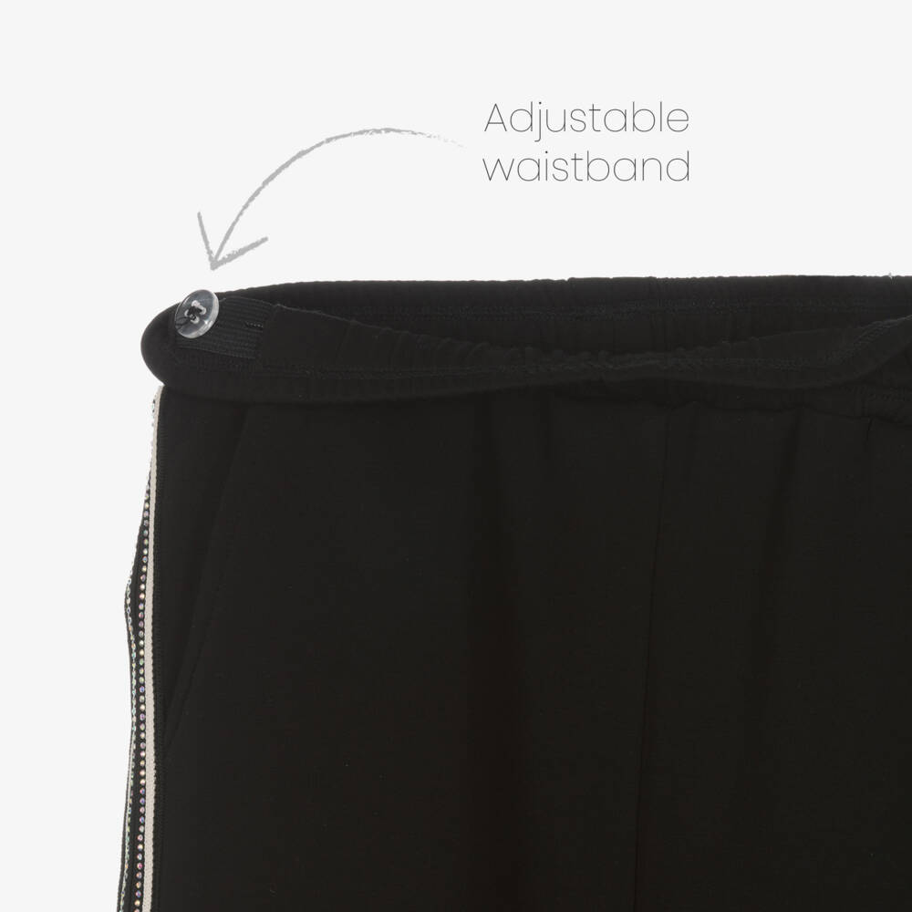 Angel's Face-Girls Black Cotton Tracksuit with Diamanté Taping | Childrensalon Outlet