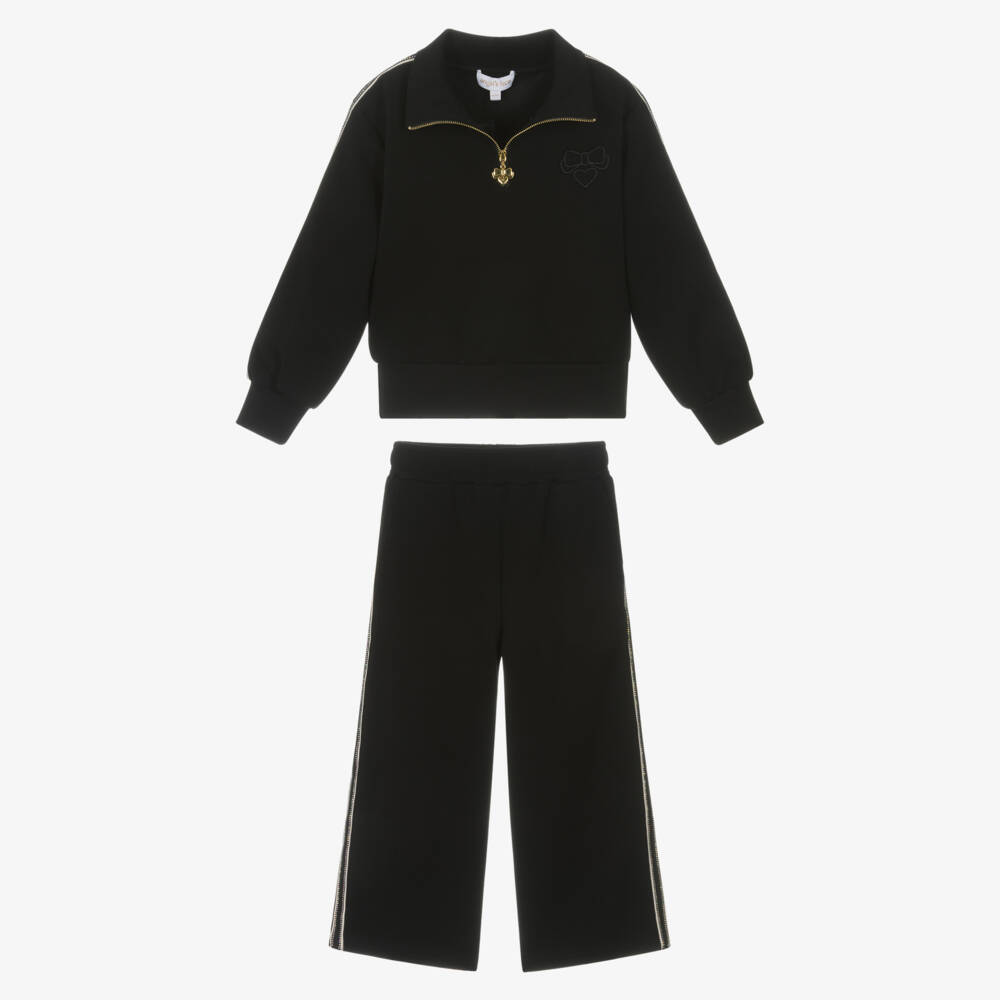 Angel's Face-Girls Black Cotton Tracksuit with Diamanté Taping | Childrensalon Outlet
