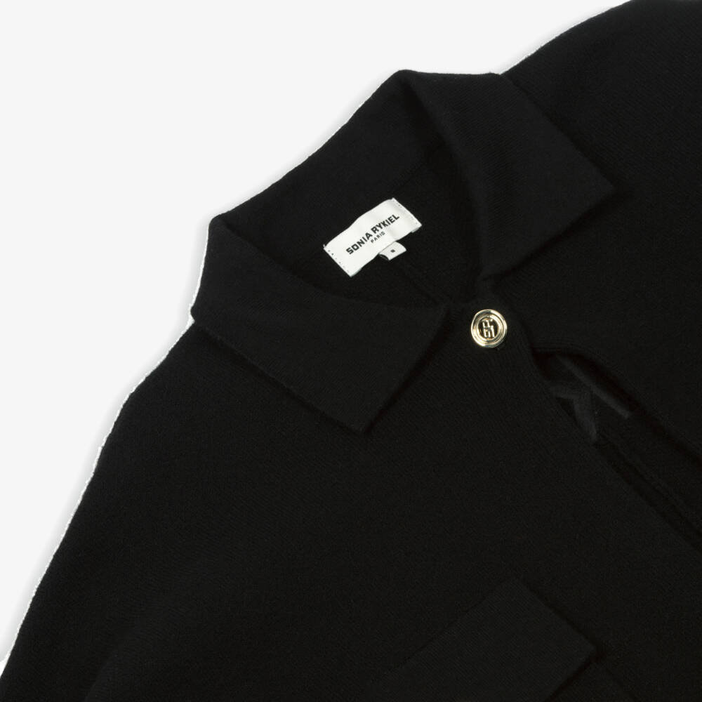 Sonia Rykiel Paris-Girls Black Cotton & Wool Cape | Childrensalon Outlet