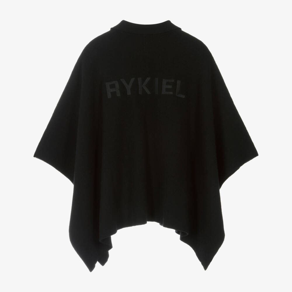 Sonia Rykiel Paris-Girls Black Cotton & Wool Cape | Childrensalon Outlet