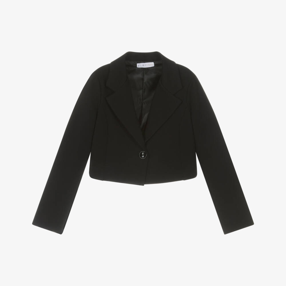 Elsy-Girls Black Cropped Milano Jersey Blazer | Childrensalon Outlet