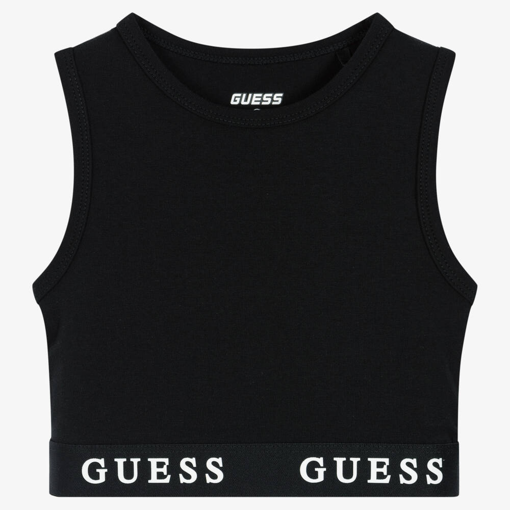 Guess-Girls Black Cropped Top | Childrensalon Outlet