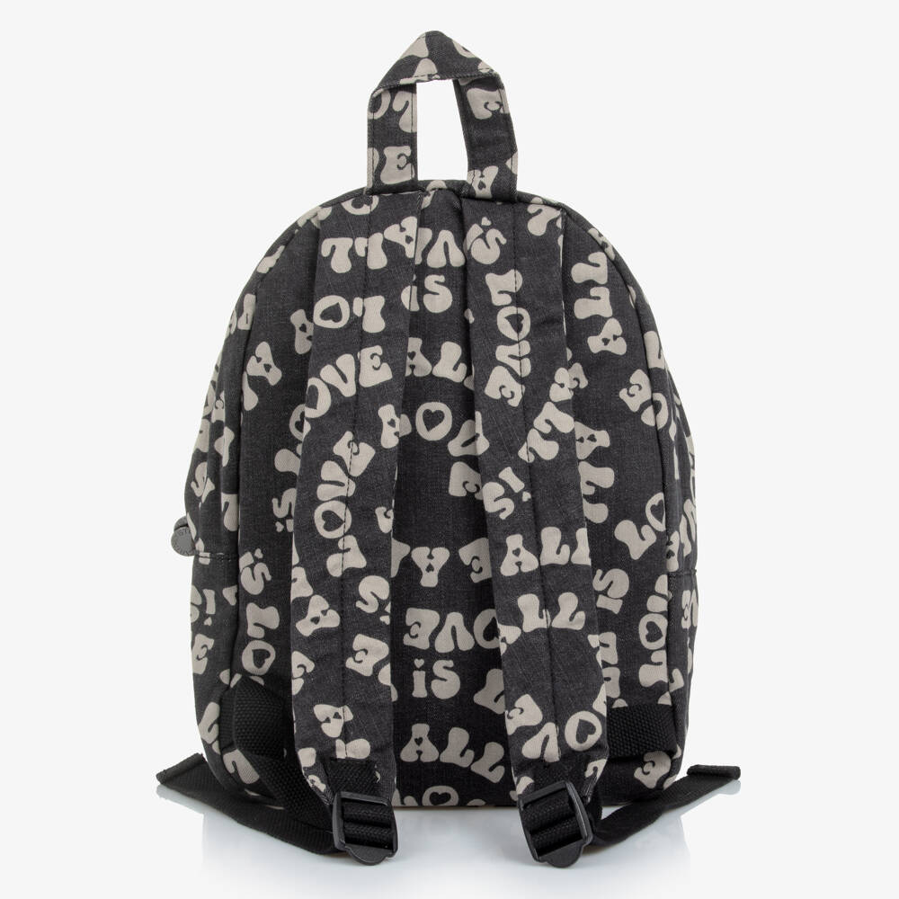 Stella McCartney Kids-Girls Black Denim Love Backpack with Key Ring (32cm) | Childrensalon Outlet