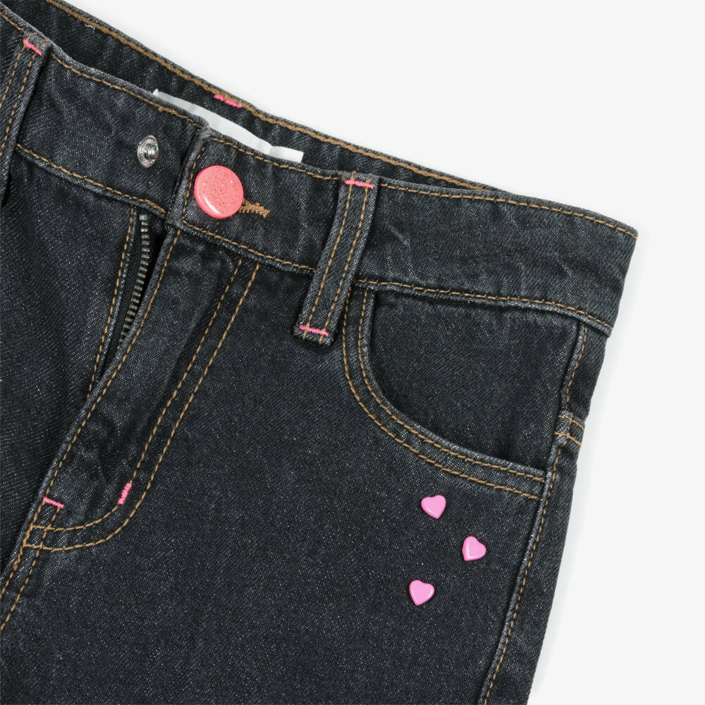 Billieblush-Широкие джинсы с сердечками черные для девочек | Childrensalon Outlet