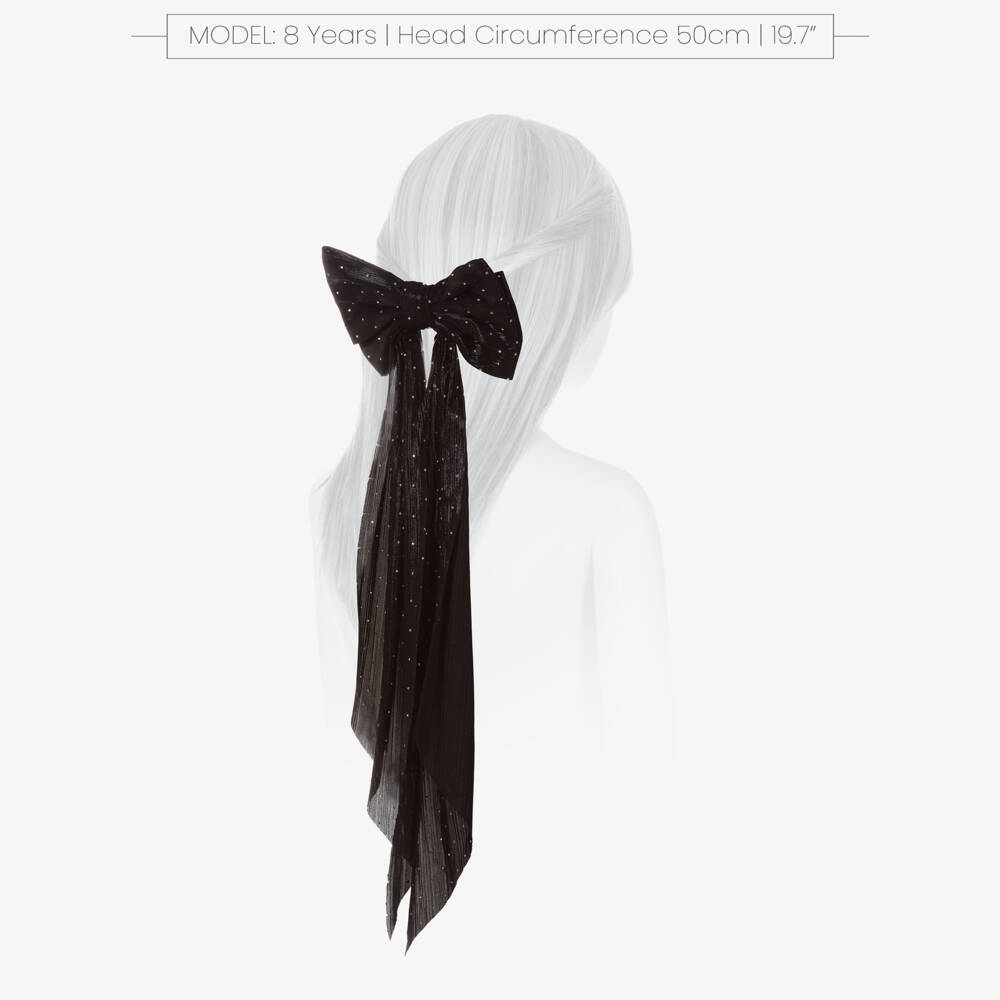 NAME IT-Girls Black Diamantés Bow Hair Clip (15cm) | Childrensalon Outlet