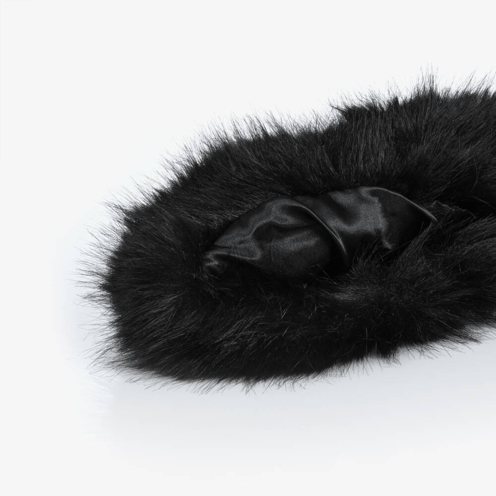 Guess-Girls Black Faux Fur Bucket Hat | Childrensalon Outlet