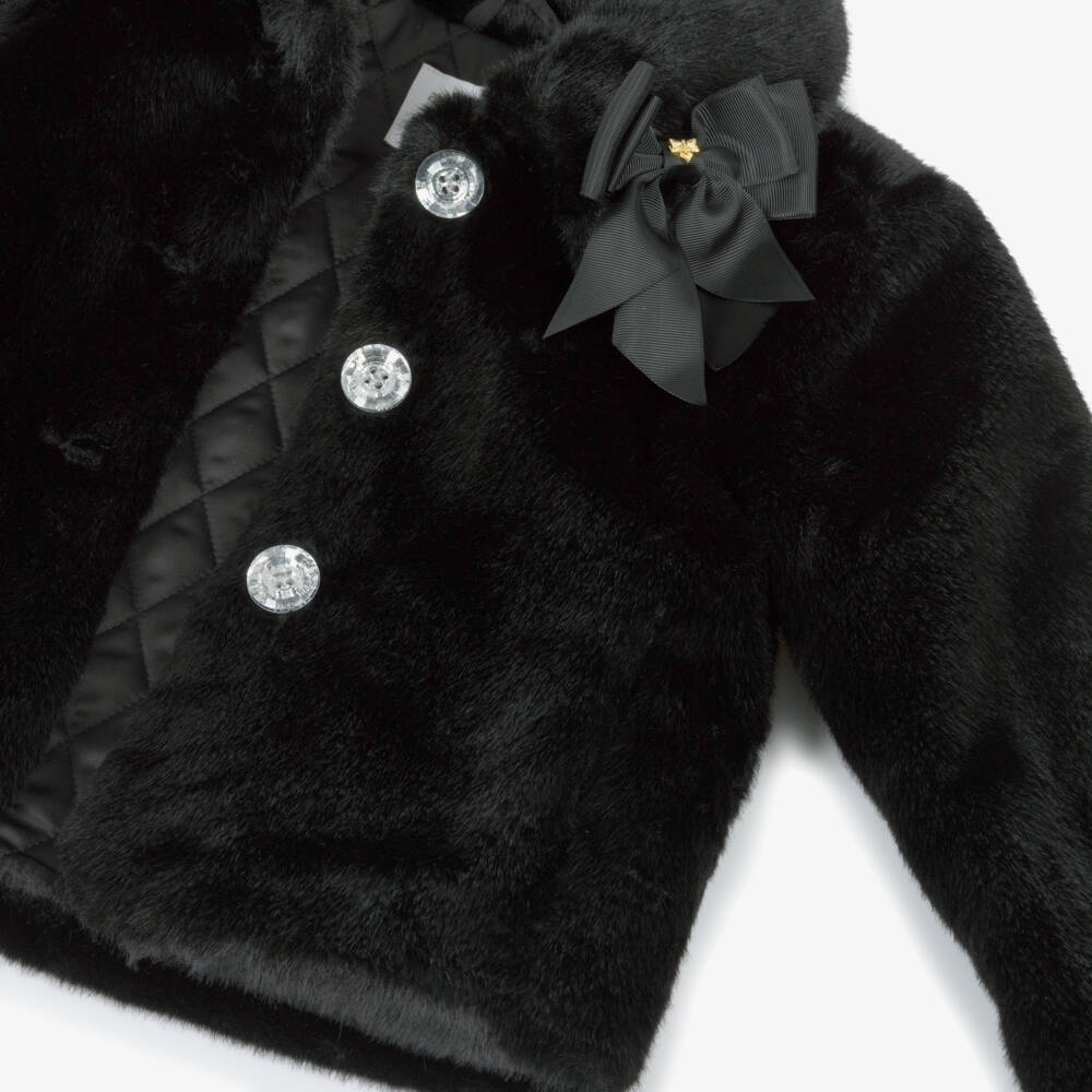 Angel's Face-Girls Black Faux Fur Jacket | Childrensalon Outlet