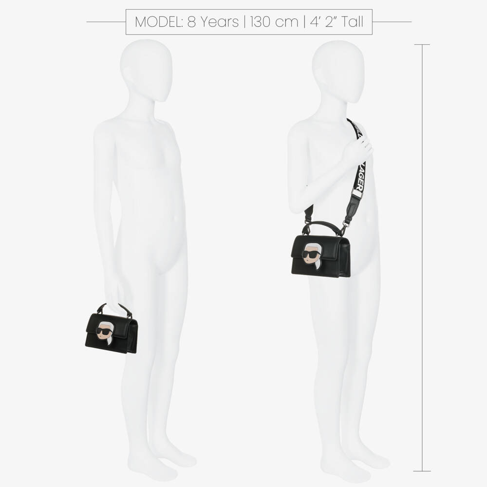 KARL LAGERFELD KIDS-Girls Black Faux Leather Karl Ikonik Bag (17cm) | Childrensalon Outlet