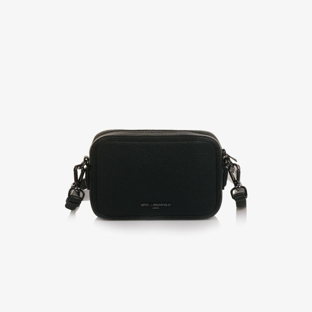 KARL LAGERFELD KIDS-Girls Black Faux Leather Karl Signature Logo Bag (17cm) | Childrensalon Outlet