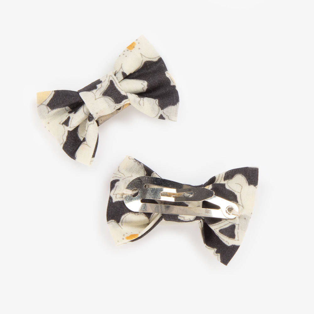 Bonpoint-Girls Black Floral Hair Clips (2 Pack) | Childrensalon Outlet