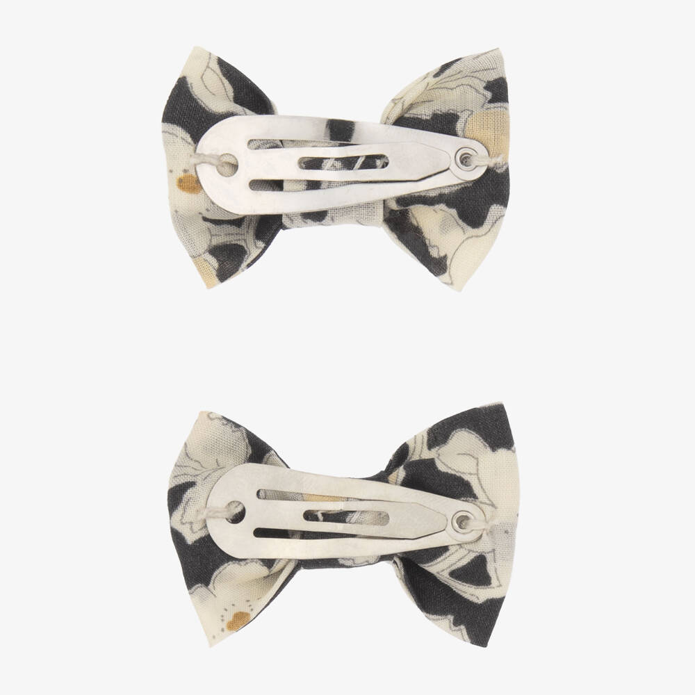 Bonpoint-Girls Black Floral Hair Clips (2 Pack) | Childrensalon Outlet