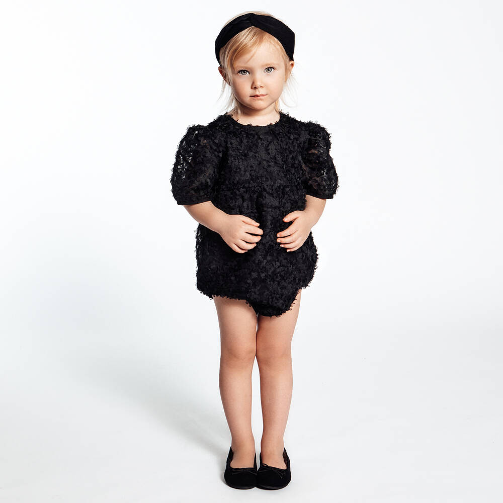 The Tiny Universe-Girls Black Floral Lace Bodysuit | Childrensalon Outlet