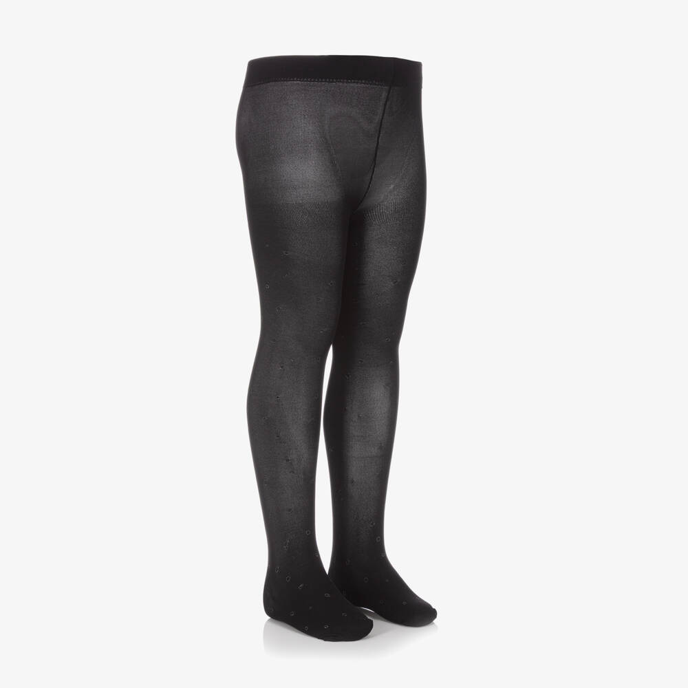 Abel & Lula-Girls Black & Glitter Bubble Print Tights | Childrensalon Outlet