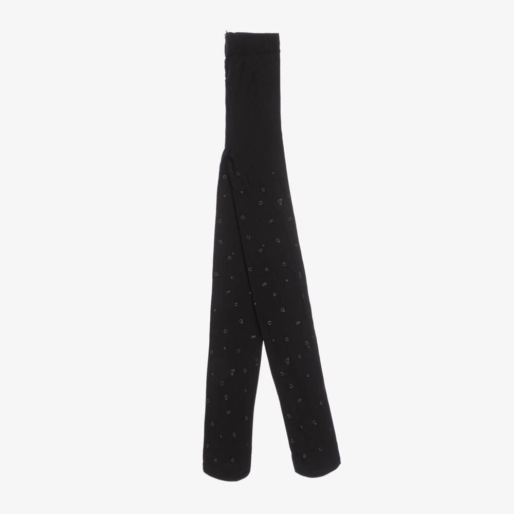 Abel & Lula-Girls Black & Glitter Bubble Print Tights | Childrensalon Outlet