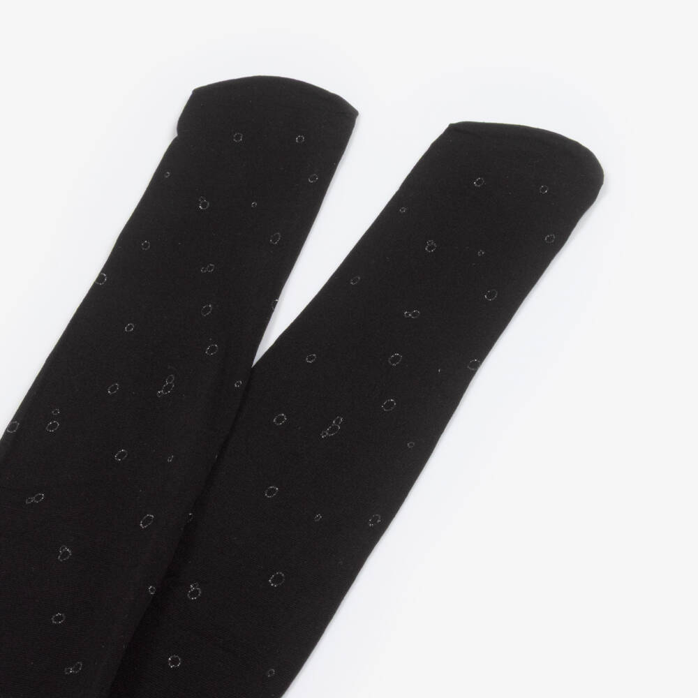 Abel & Lula-Girls Black & Glitter Bubble Print Tights | Childrensalon Outlet