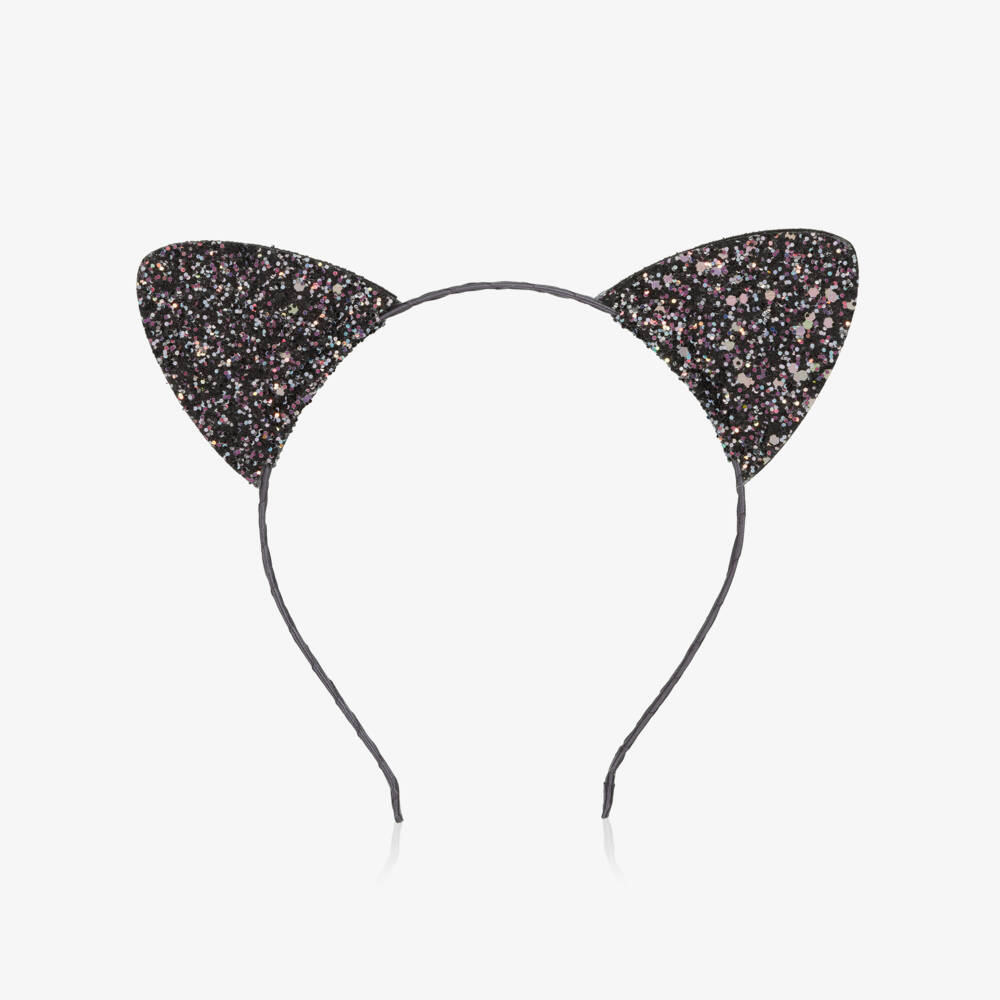 Mimi & Lula-Girls Black Glittery Cat Ears Hairband | Childrensalon Outlet