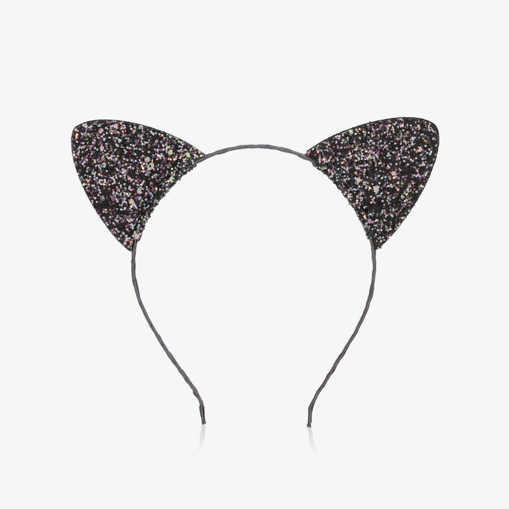 Mimi & Lula-Girls Black Glittery Cat Ears Hairband | Childrensalon Outlet