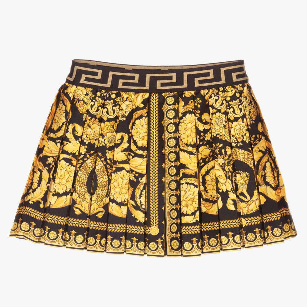 Versace-Girls Black & Gold Barocco Skirt | Childrensalon Outlet