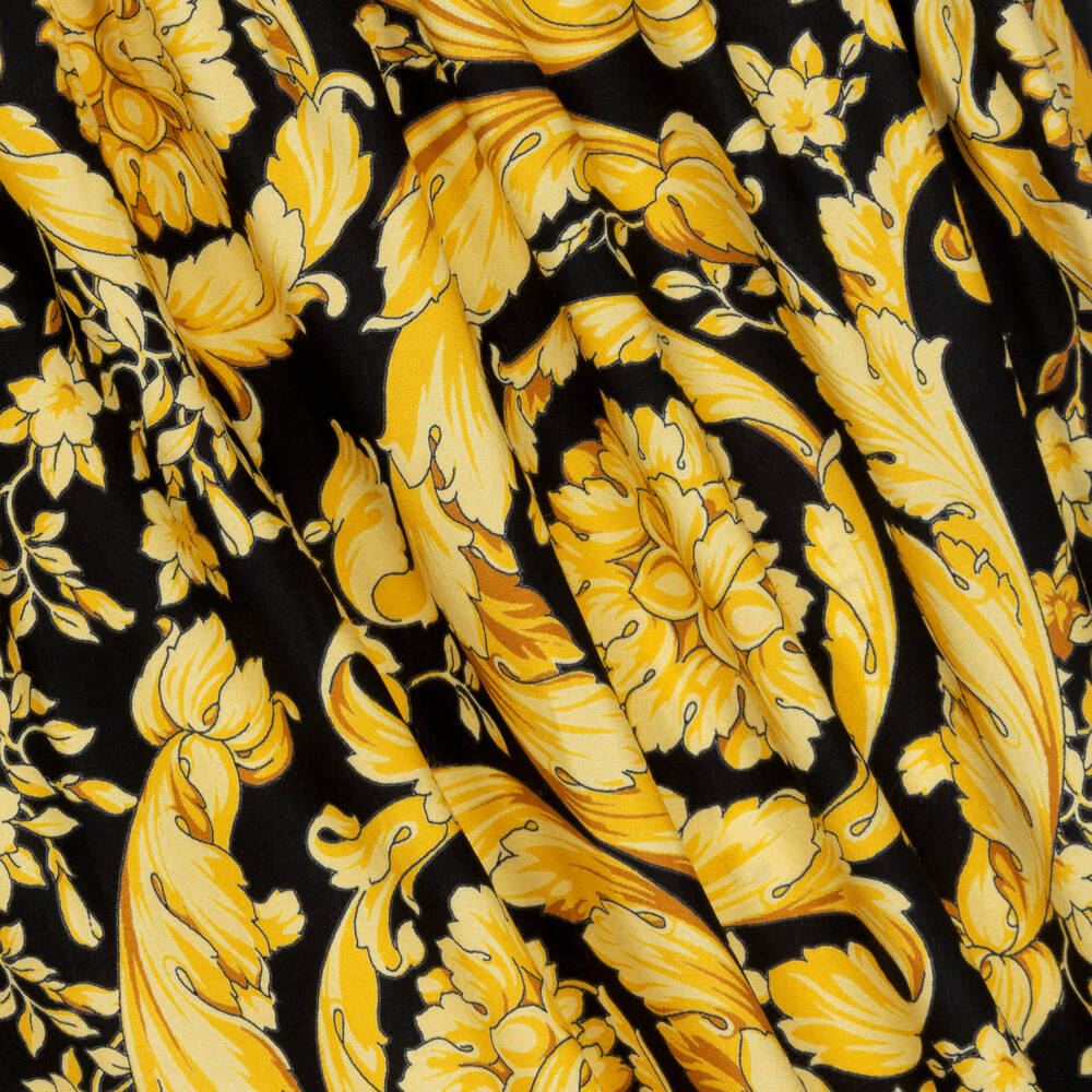 Versace-Girls Black & Gold Cotton Barocco Dress | Childrensalon Outlet