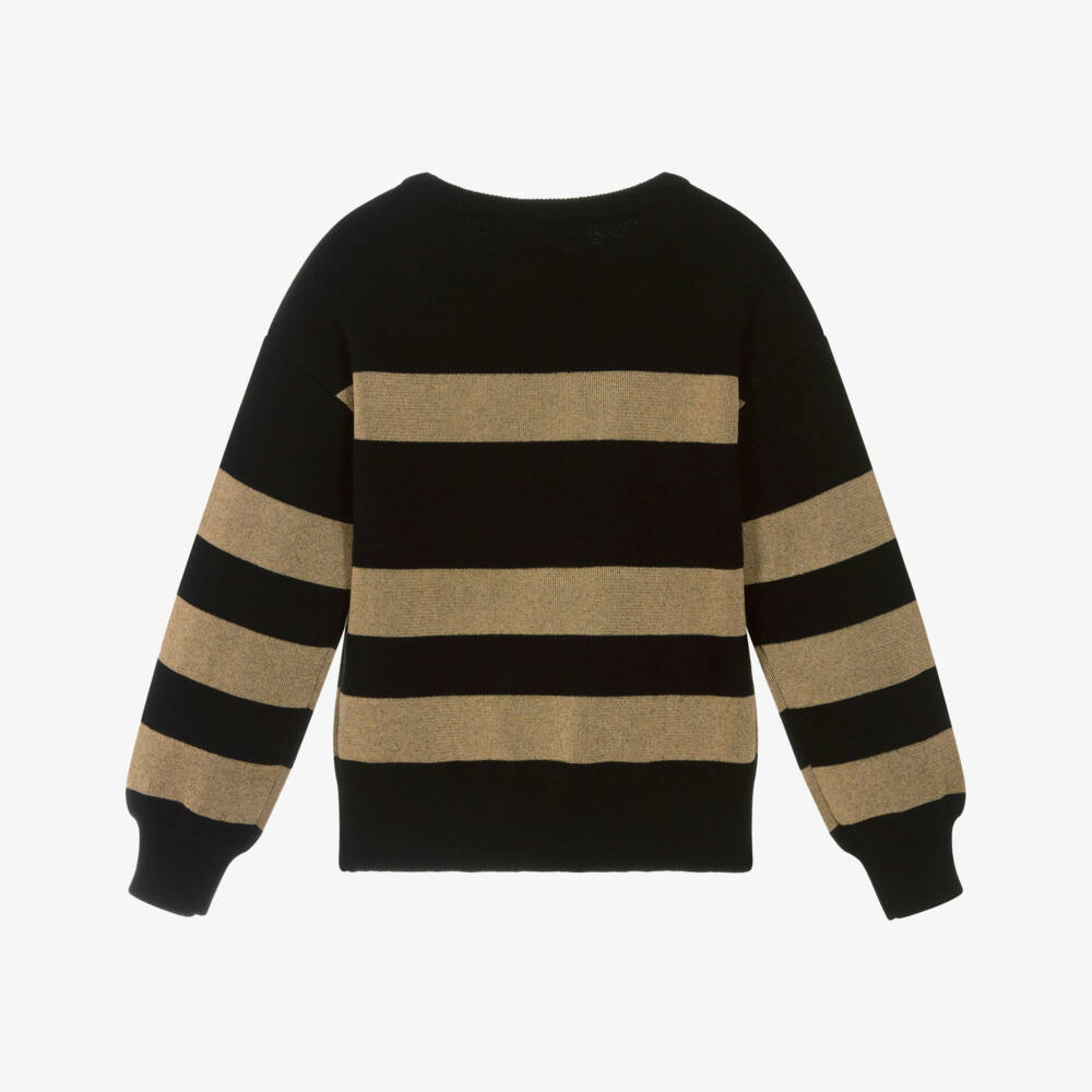 Sonia Rykiel Paris-كنزة مخططة بالذهبي والأسود للبنات | Childrensalon Outlet