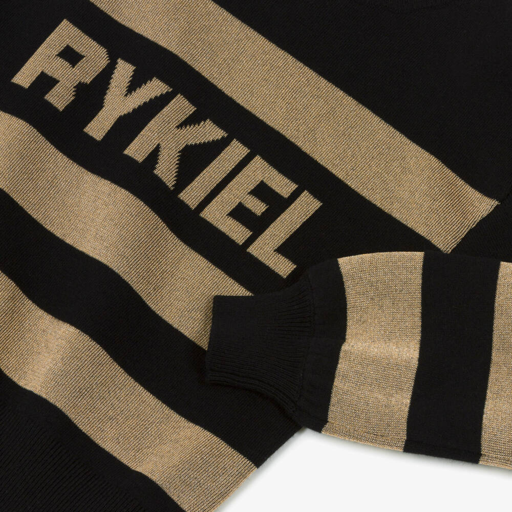 Sonia Rykiel Paris-كنزة مخططة بالذهبي والأسود للبنات | Childrensalon Outlet