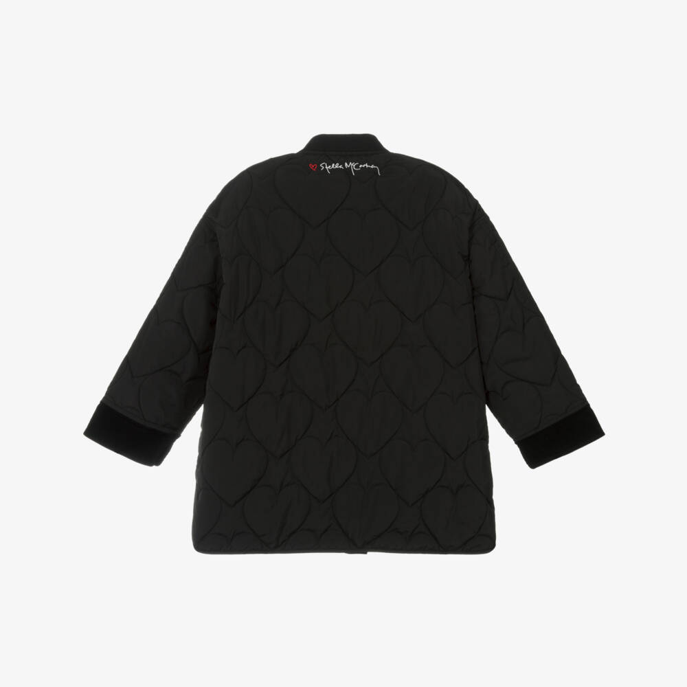 Stella McCartney Kids-جاكيت مبطن بنقشة قلوب للفتيات بلون فحمي | Childrensalon Outlet