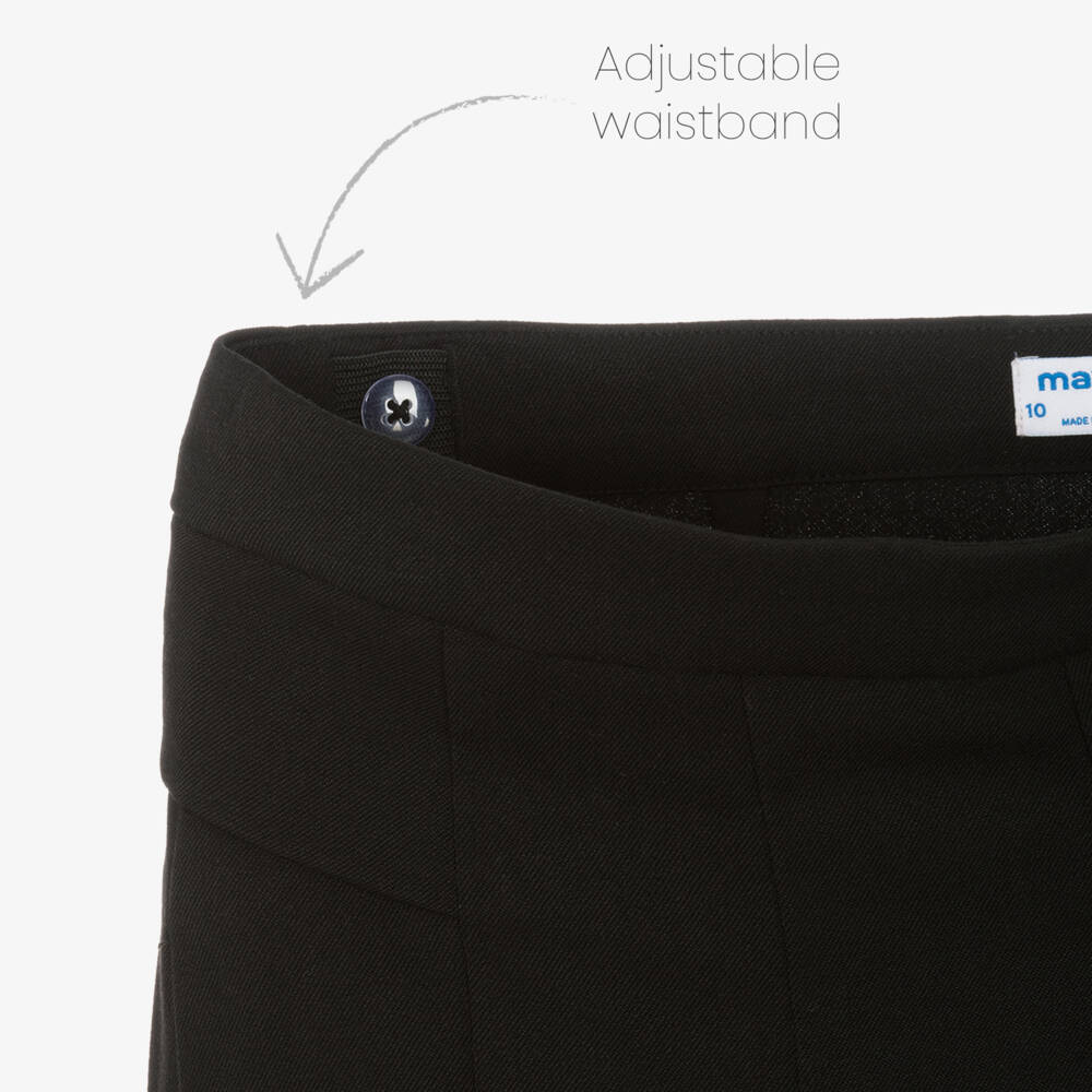 Mayoral-Girls Black High Waist Wide-Leg Trousers | Childrensalon Outlet