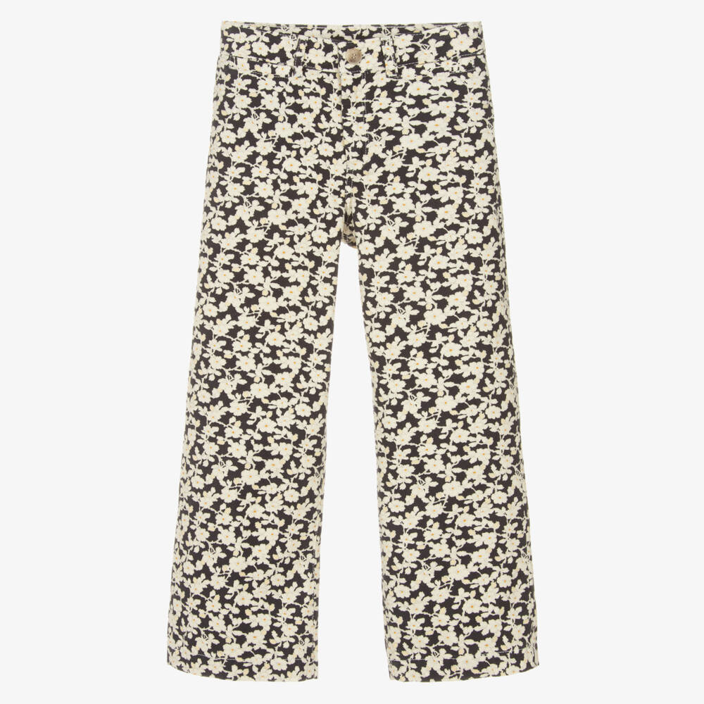 Bonpoint-Girls Black & Ivory Floral Liberty Fabric Jeans | Childrensalon Outlet