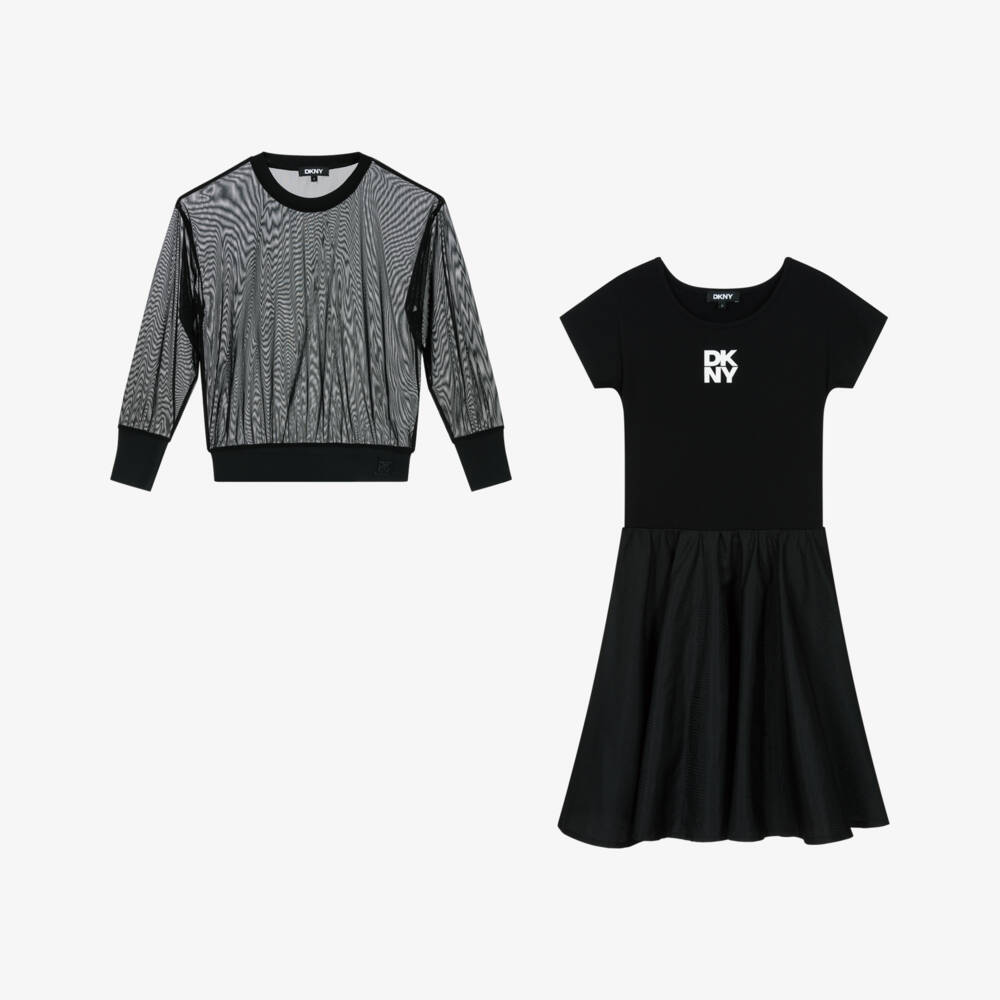 DKNY-Элегантный черный комплект платьев для девочек | Childrensalon Outlet