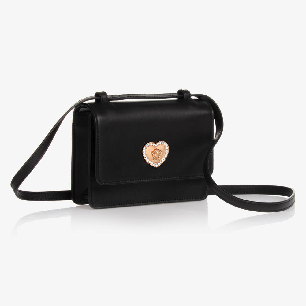 Versace-Girls Black Leather Medusa Bag (17cm) | Childrensalon Outlet