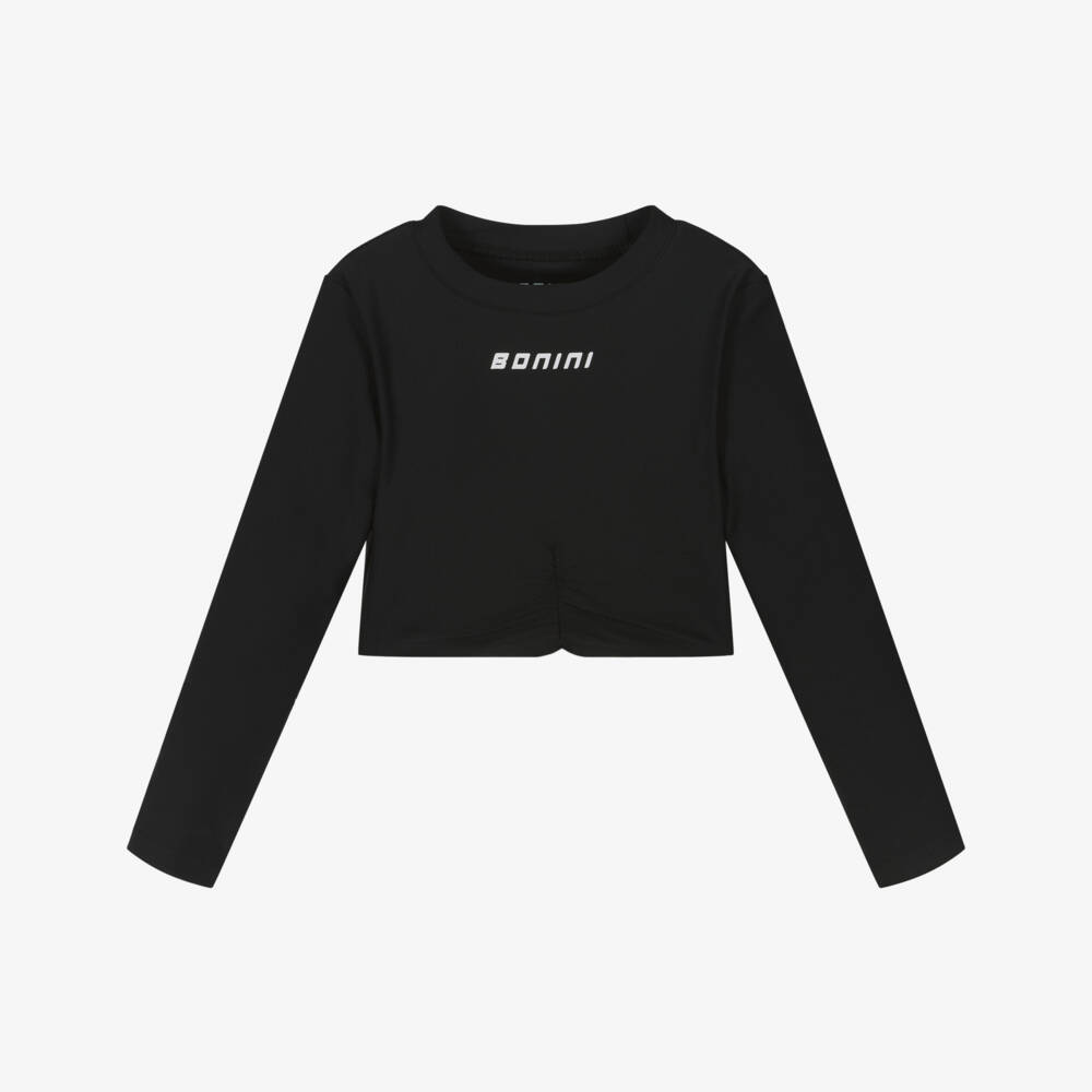 A Dee-Girls Black Long Sleeve Crop Top | Childrensalon Outlet