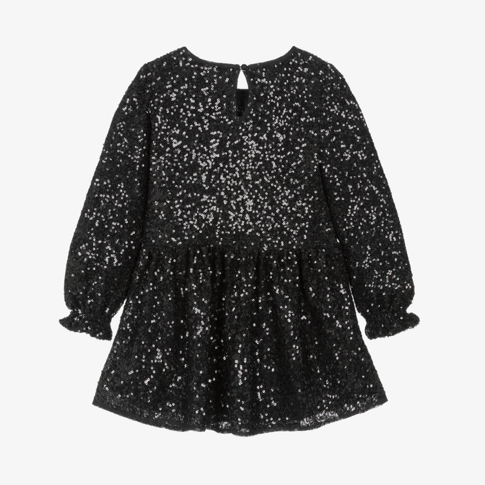 Abel & Lula-Girls Black Long Sleeve Sequin Dress | Childrensalon Outlet