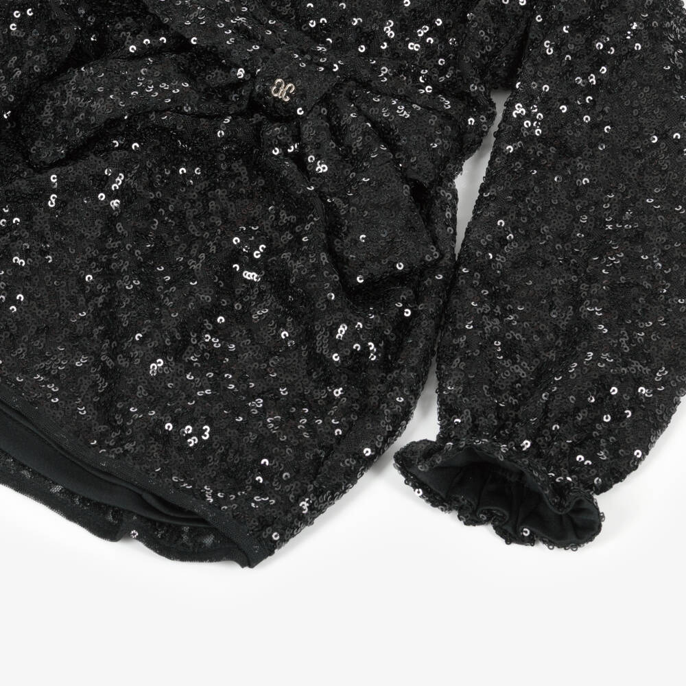 Abel & Lula-Girls Black Long Sleeve Sequin Dress | Childrensalon Outlet