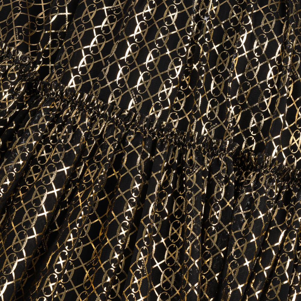Junona-Girls Black & Metallic Gold Tulle Dress | Childrensalon Outlet