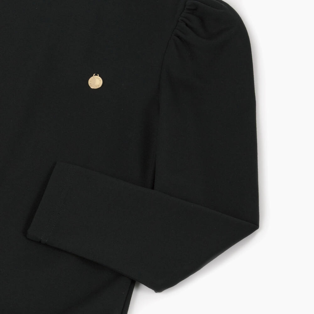 BCBGMAXAZRIA-Girls Black Milano Jersey Dress with Oversized Flower Detail | Childrensalon Outlet