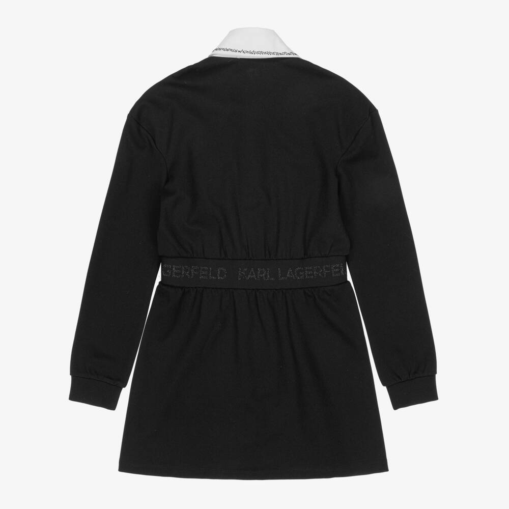 KARL LAGERFELD KIDS-فستان ميلانو أسود بأكمام طويلة للبنات | Childrensalon Outlet