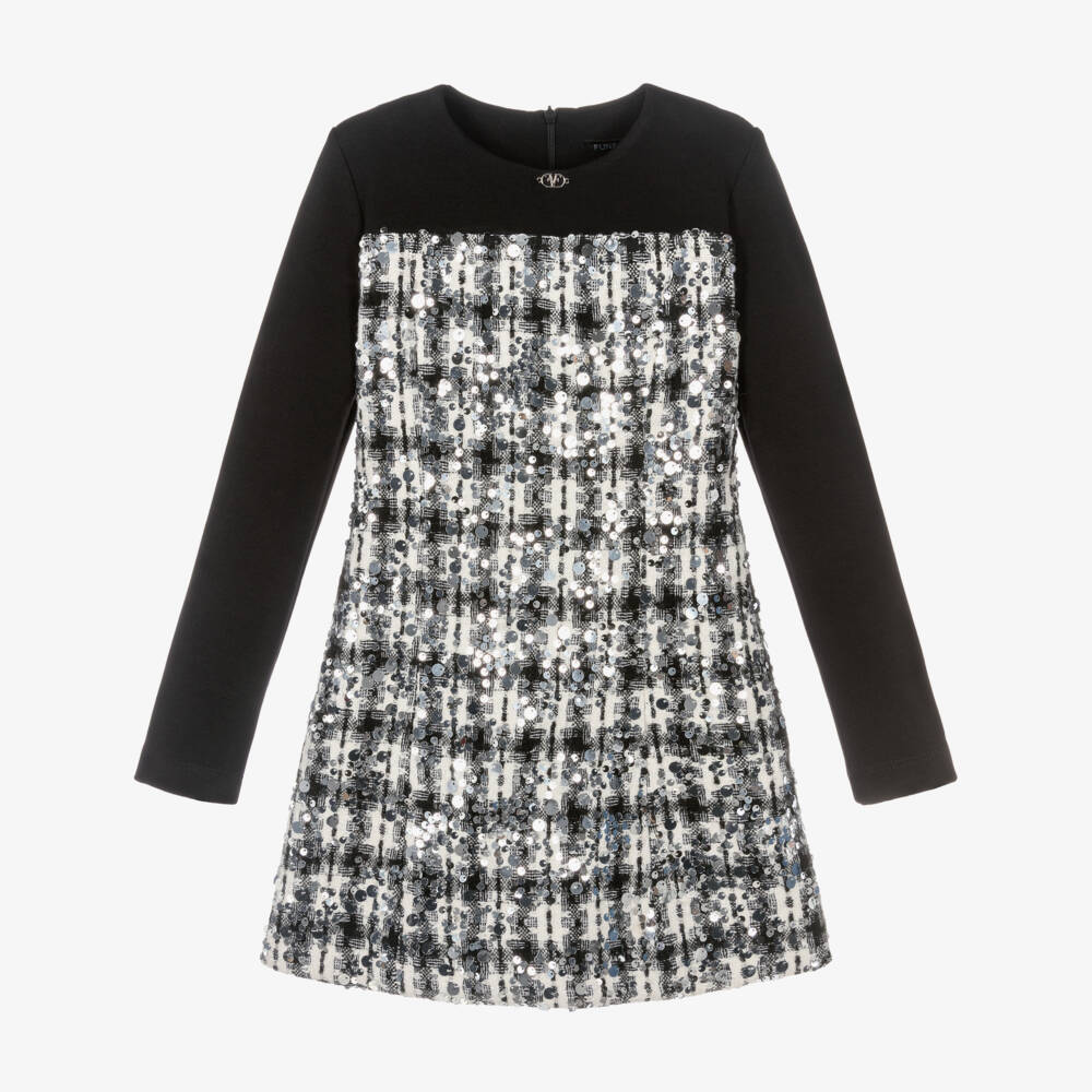 Fun & Fun-Girls Black Milano Jersey Sequin Dress | Childrensalon Outlet