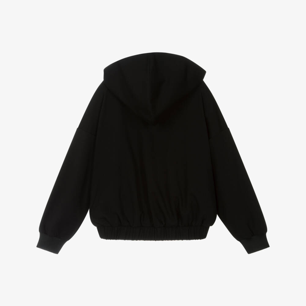 DKNY-Girls Black Milano Jersey Zip-Up Top with Logo Tape | Childrensalon Outlet