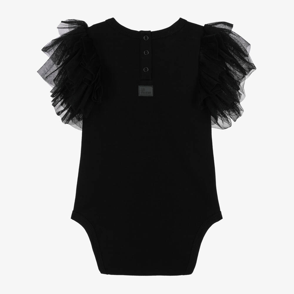 The Tiny Universe-Girls Black Organic Cotton Bodysuit | Childrensalon Outlet
