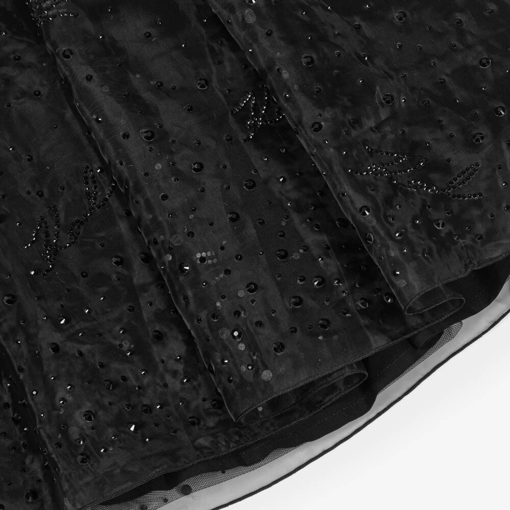 KARL LAGERFELD KIDS-Girls Black Organza Rhinestone Dress | Childrensalon Outlet