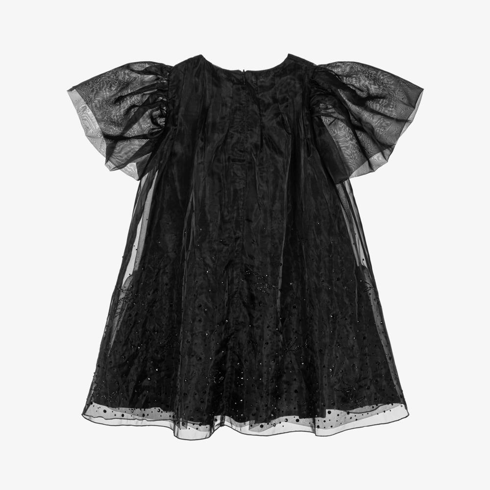 KARL LAGERFELD KIDS-Girls Black Organza Rhinestone Dress | Childrensalon Outlet