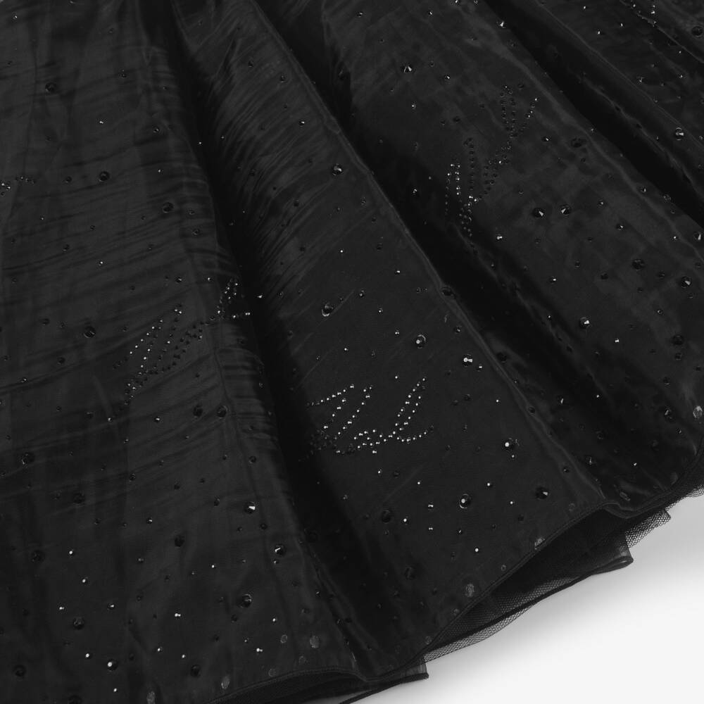 KARL LAGERFELD KIDS-Girls Black Organza Skirt with Rhinestones | Childrensalon Outlet